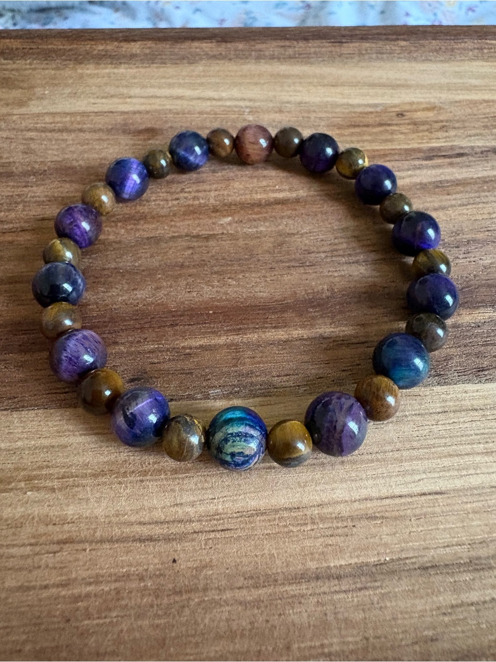Handmade Tigers Eye Beaded Stretch Bracelet